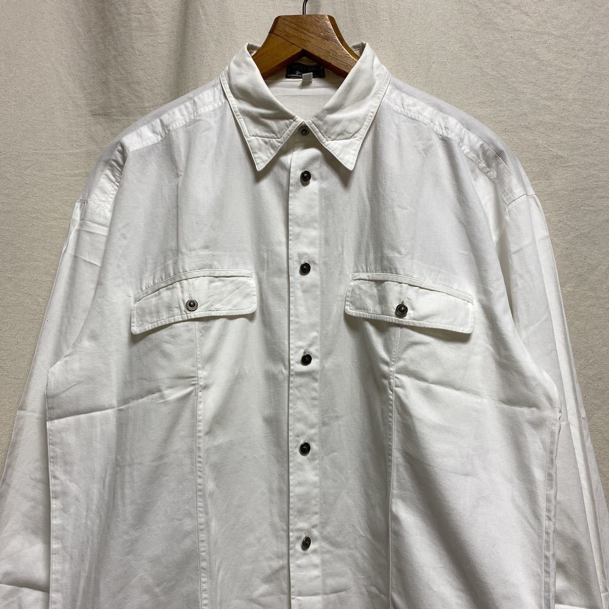 美品 オールド イタリア製 VERSUS ボタンダウンシャツ 90s 古着 ヴィンテージ 長袖シャツ ホワイト ヴェルサス ヴェルサーチ コットン