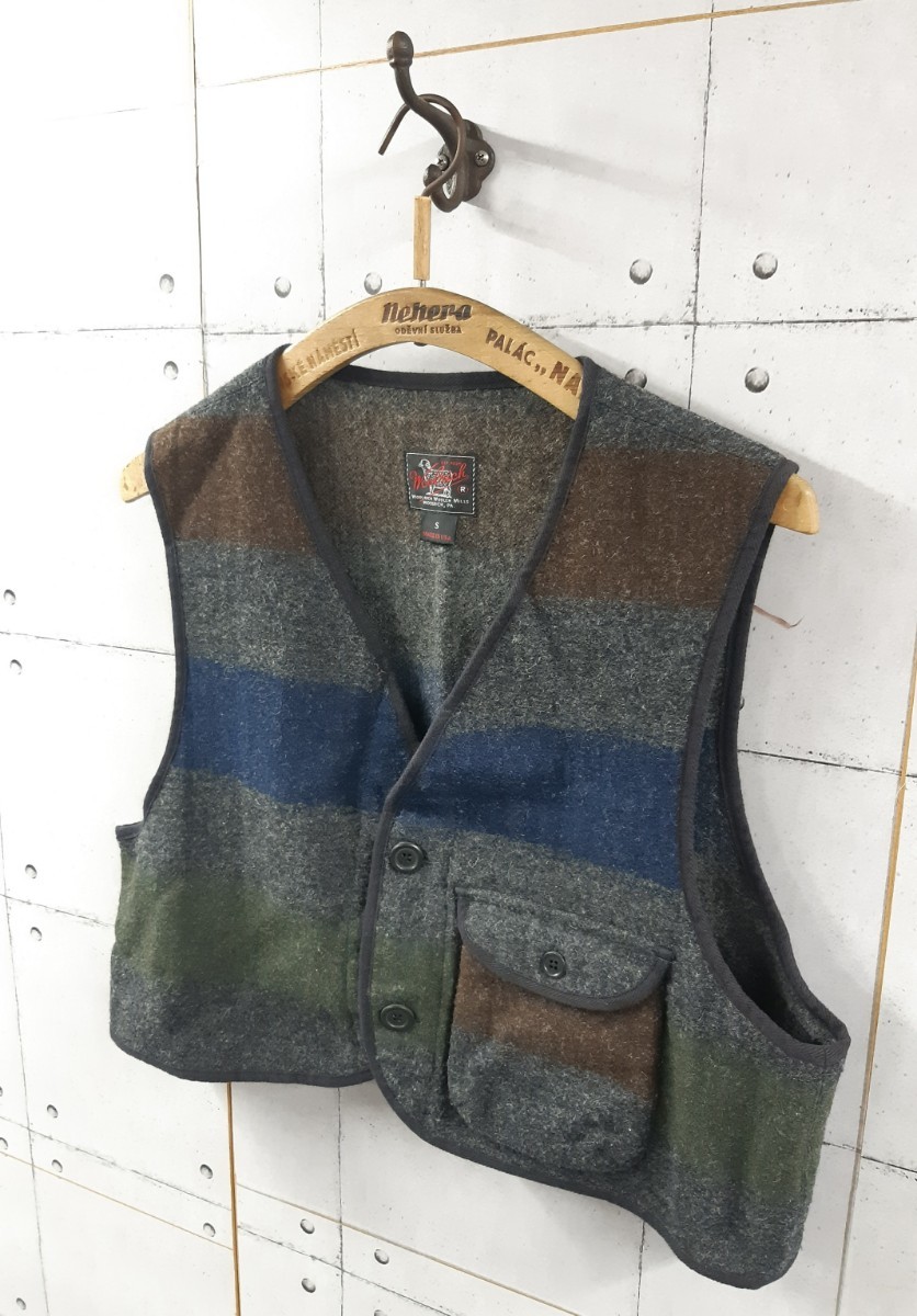 SALE！売り切り！WOOLRICH WOOLEN MILLS ボーダー ベスト USA製 ウールリッチ ウーレンミルズ ネペンテス ショート丈_画像2