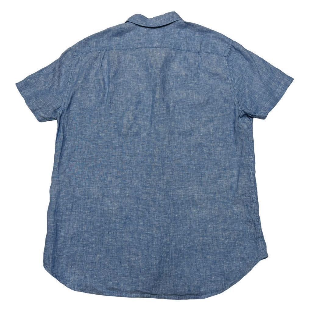 J.CREW ジェイクルー 半袖ボタンダウンシャツ リネンシャツ ブルー Mの画像2