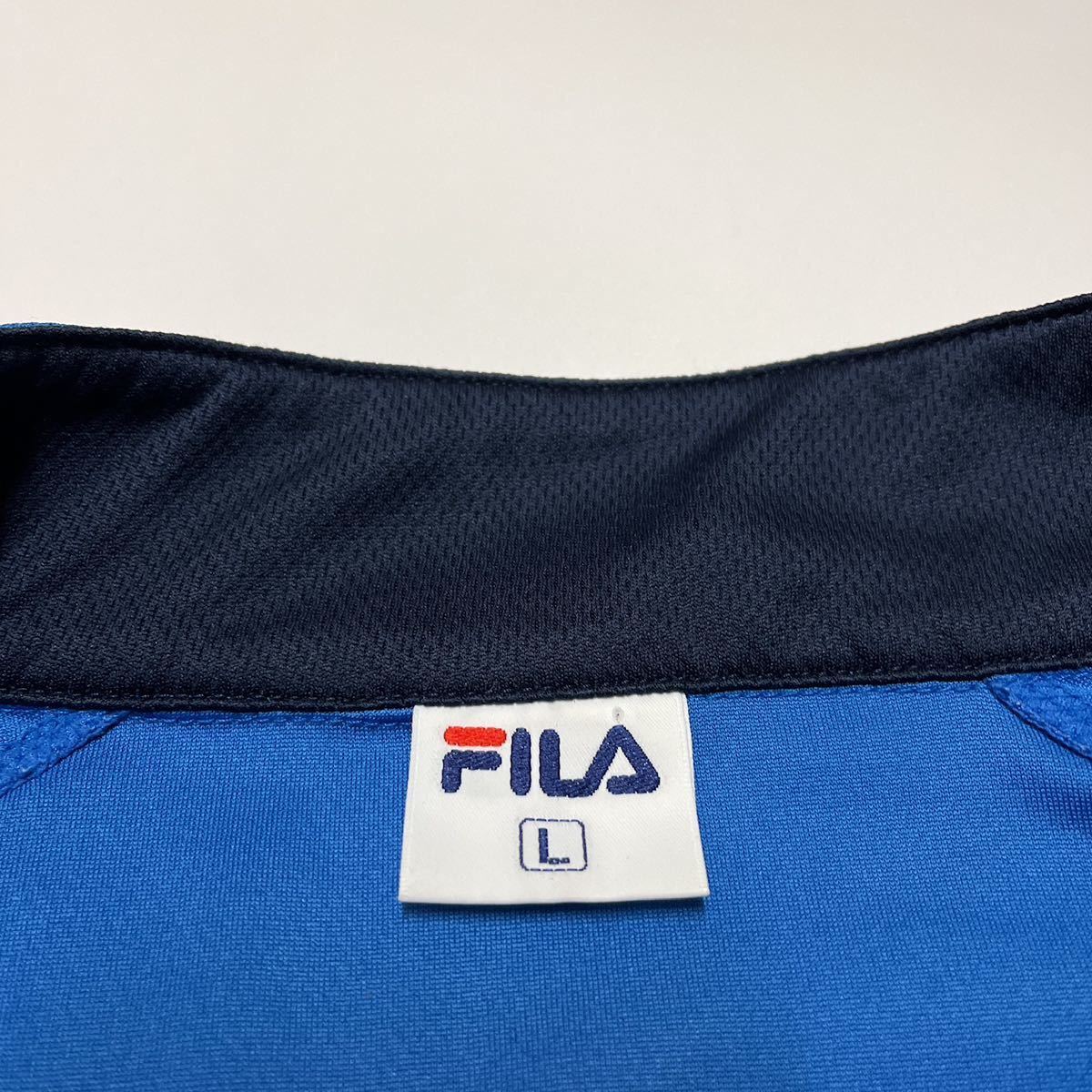 FILA UNDICI フィラ 半袖ハーフジップシャツ ブルー L_画像6