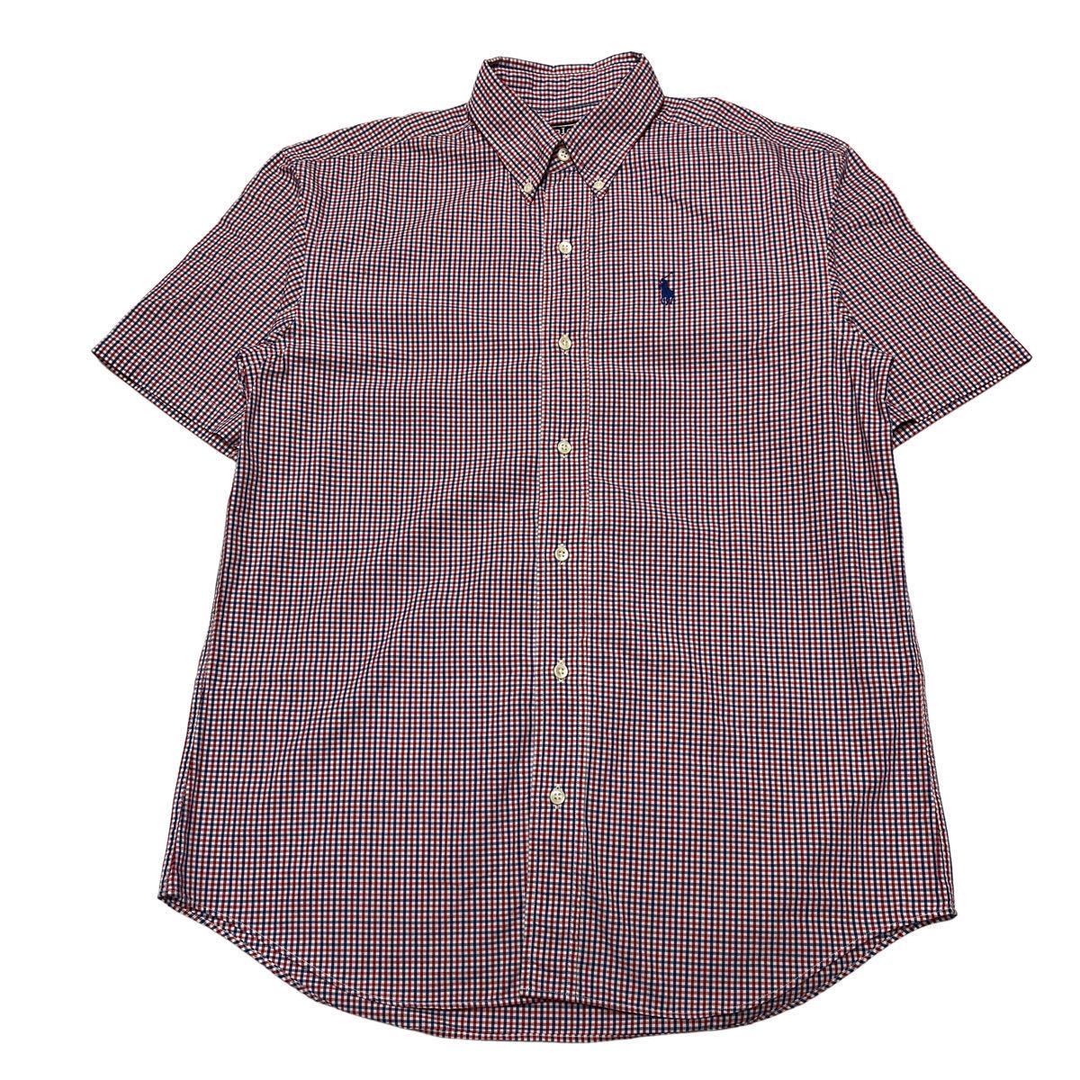 Polo Ralph Lauren ポロラルフローレン 半袖ボタンダウンシャツ 刺繍 チェック 170_画像1