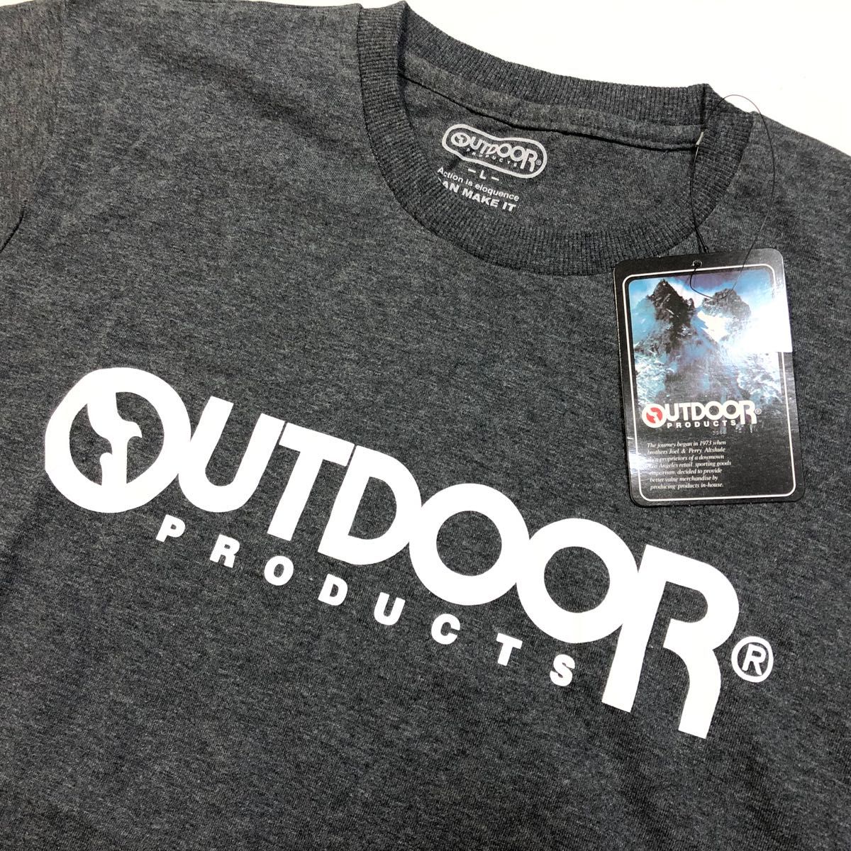 新品 正規 Ｌサイズ OUTDOOR PRODUCTS アウトドアプロダクツ コットン Tシャツ 綿100 アウトドア チャコール