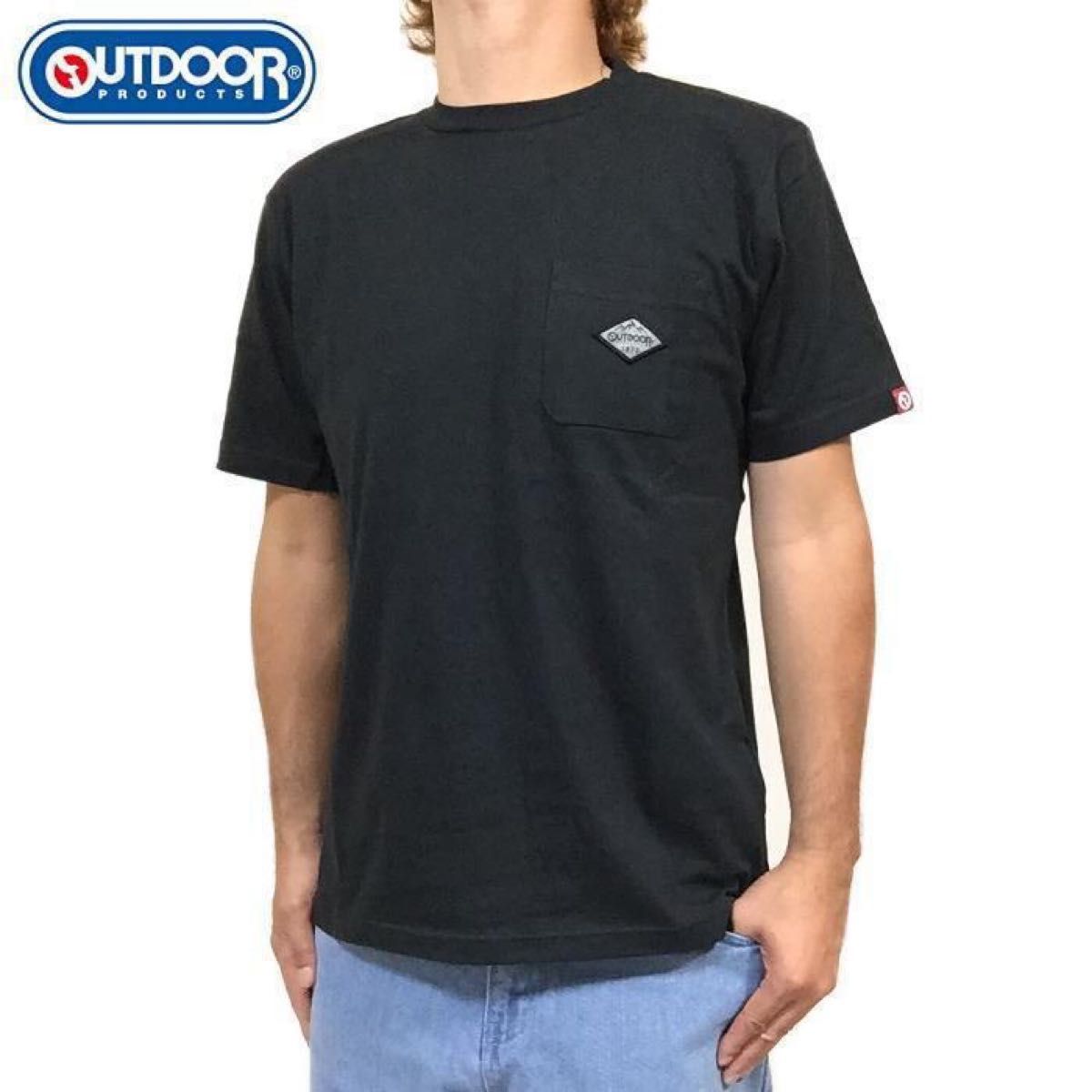 新品 正規 Ｍ アウトドアプロダクツ OUTDOOR PRODUCTS パッチ刺繍 ポケット Tシャツ 綿100％ ユニセックス