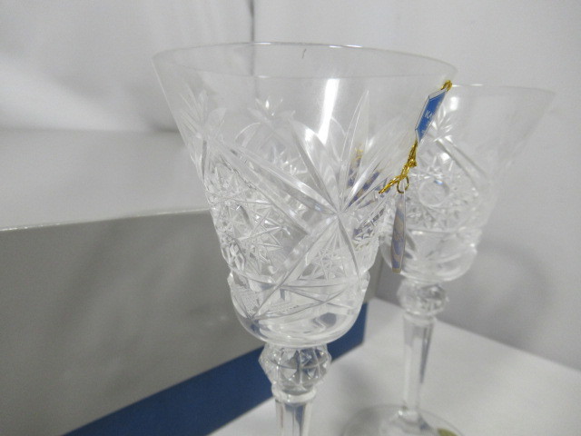  wine glass / pair /pe Agras / Czech made /15×7.5cm/2 customer /2 point /bohe mia /BOHEMIA/ storage goods / unused goods /KN5997/