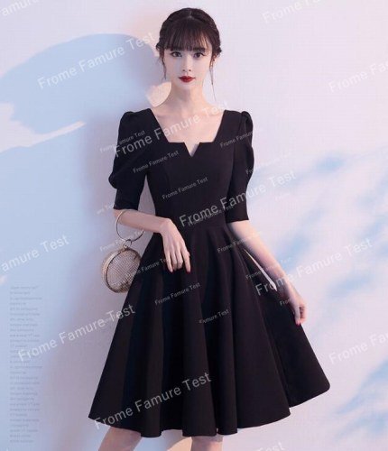 フランス イブニング ドレススカート 宴会 ドレス ブラック M