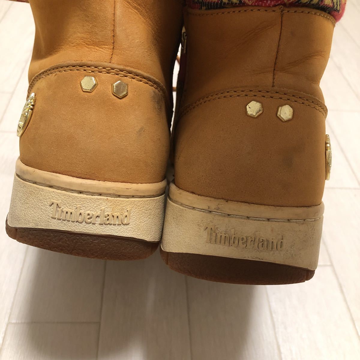 和15★② Timberland ティンバーランド ワークブーツ ショートブーツ サイドジップ 9 約27 メンズ ベージュ_画像3