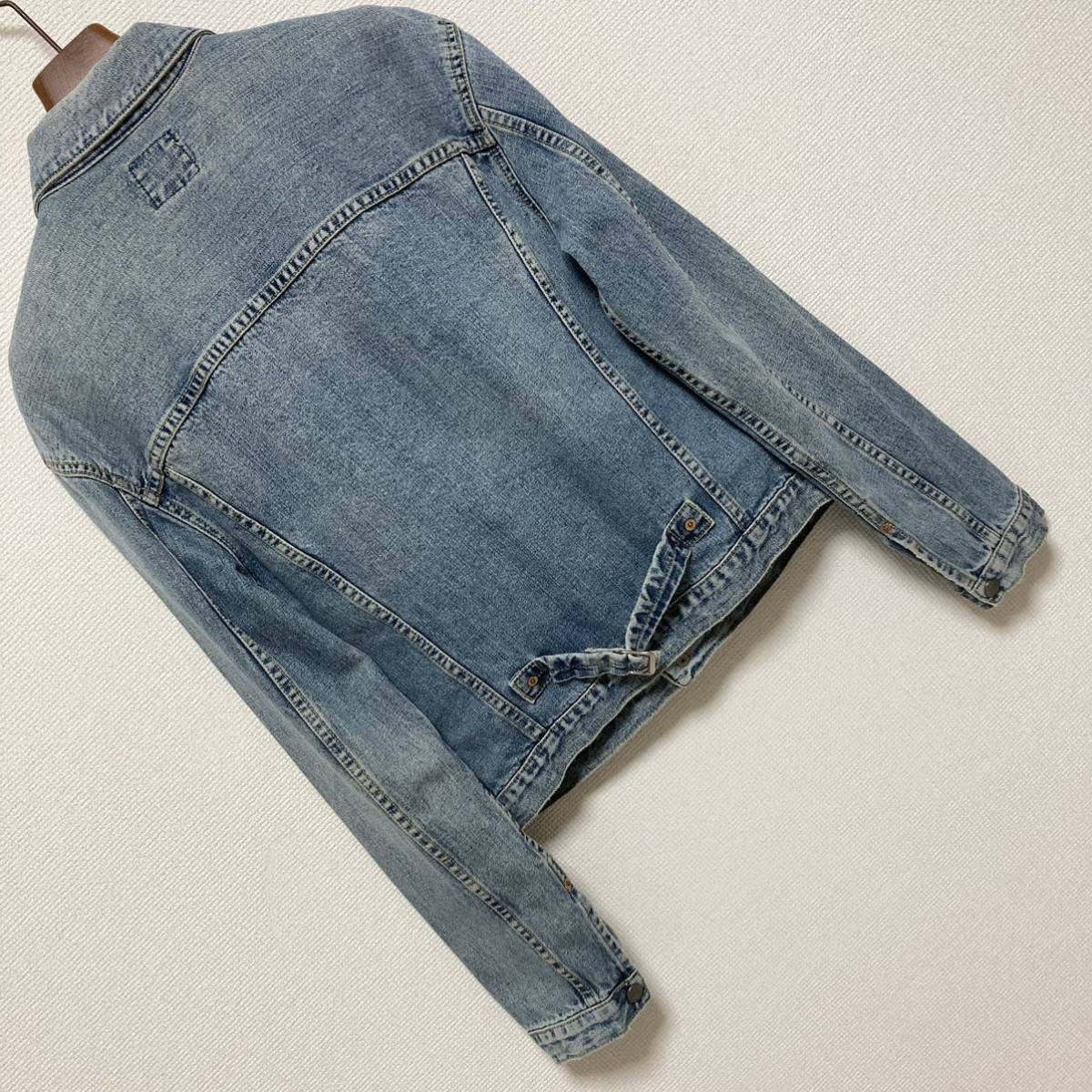 90s■Levi'sリーバイス■ショートホーン 復刻 セカンド デニムジャケット M ブルー トラッカージャケット ヴィンテージ オールド 男女兼用_画像2