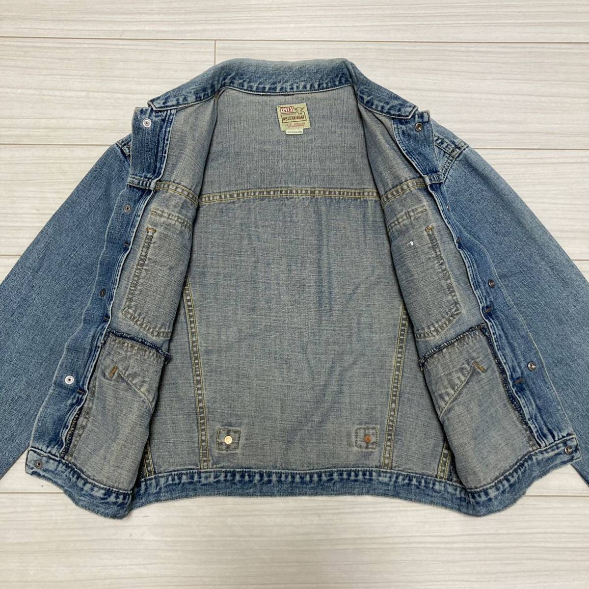 90s■Levi'sリーバイス■ショートホーン 復刻 セカンド デニムジャケット M ブルー トラッカージャケット ヴィンテージ オールド 男女兼用_画像7