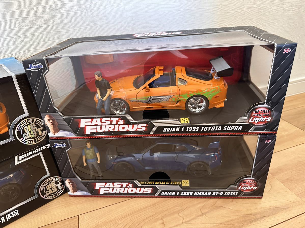  free shipping! rare!4 pcs. set!jada toys 1/18 The Fast and The Furious R35 GT-R Supra light lighting figure attaching hotwheels Hot Wheels 