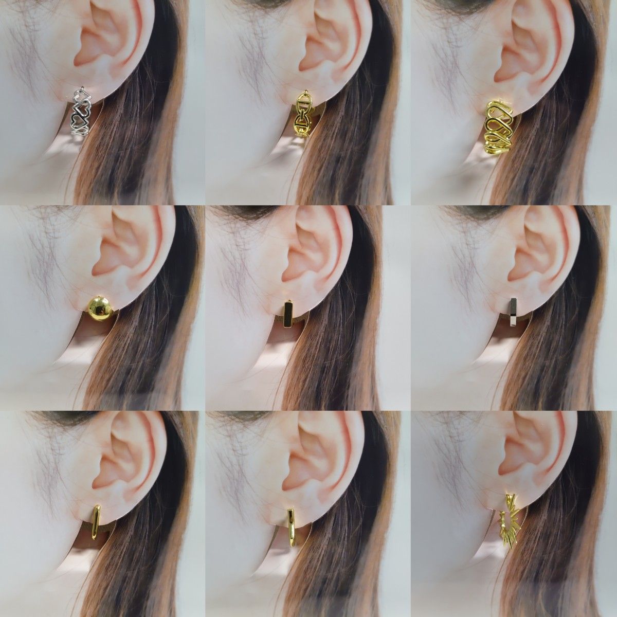 【3892円お得！】#m1 ピアス　デザインフープピアス　9点セット