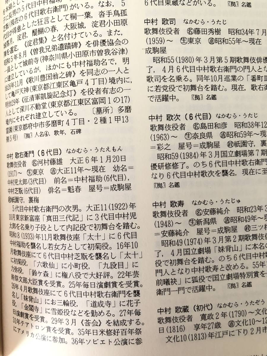 歌舞伎人名事典 野島寿三郎編 日外アソシエーツ 1988年初版 函カバー付 歌舞伎の役者 演目 作者 座本 座主 評論家の略歴 略伝収載 A15-01L_画像7