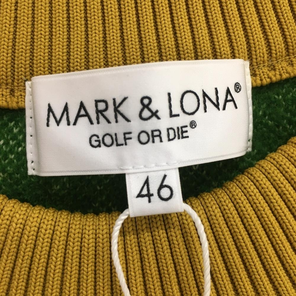 【新品】マークアンドロナ セーター グリーン×キャメル ニット センターロゴ ウール混 メンズ 46 ゴルフウェア 2022年モデル MARK＆LONA_画像6
