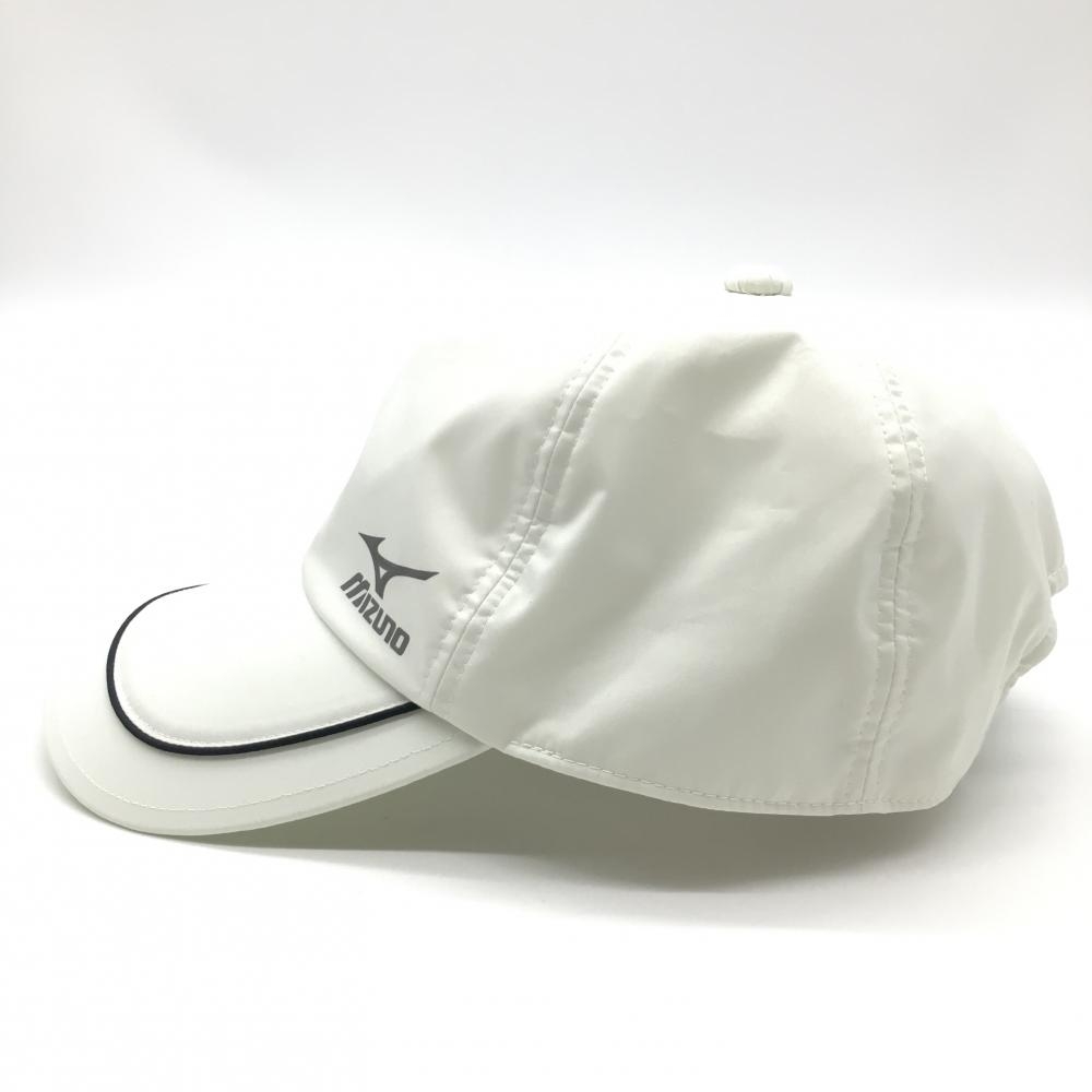 [ beautiful goods ] Mizuno cap white × black polyester 100% F(56-60cm) Golf wear MIZUNO