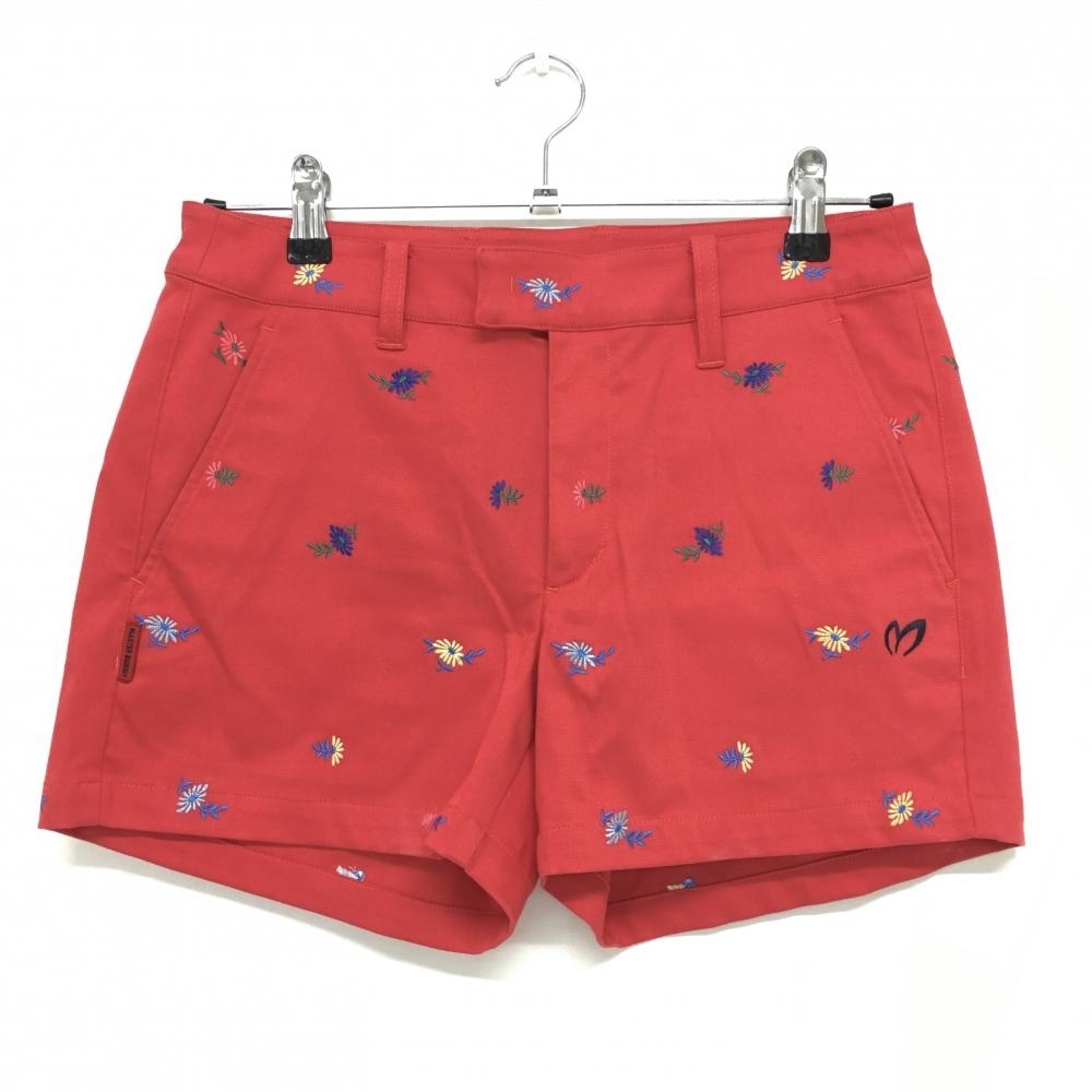 2022年最新入荷 花刺しゅう総柄 レッド×ブルー ショートパンツ 【超美