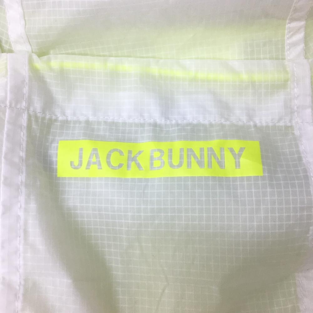 【超美品】Jack Bunny ジャックバニー ナイロンジャケットブルゾン 白×蛍光イエロー 裏地メッシュ パーカー メンズ 5(L) ゴルフウェア_画像4