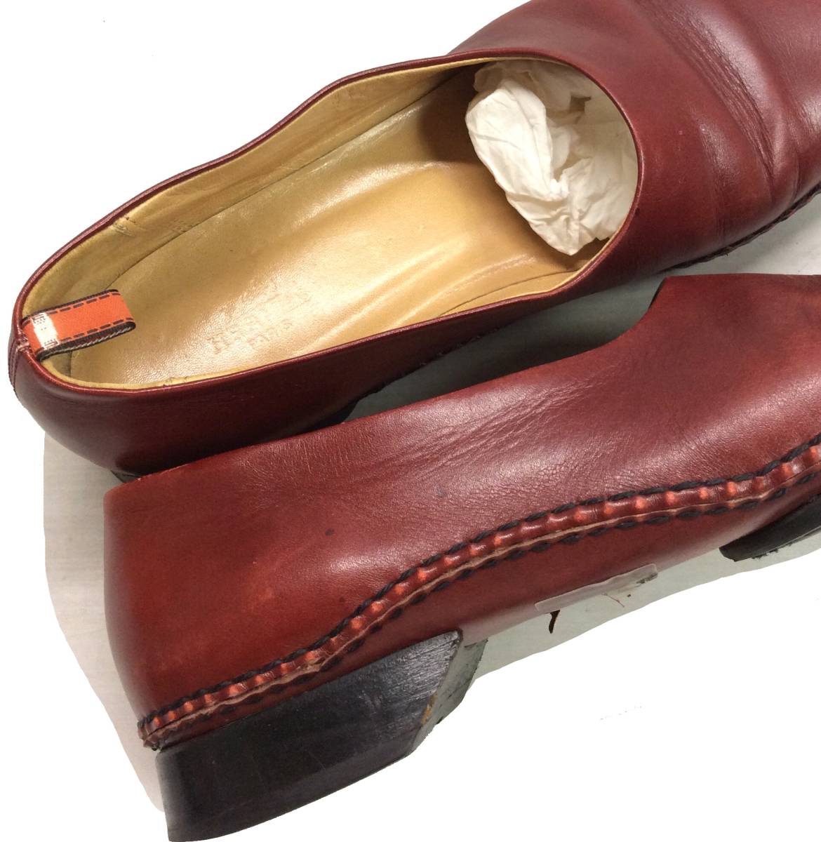 HERMES エルメス レザーシューズ パンプス 靴 赤系 ITALY製 レディース 38 (ma)_画像6