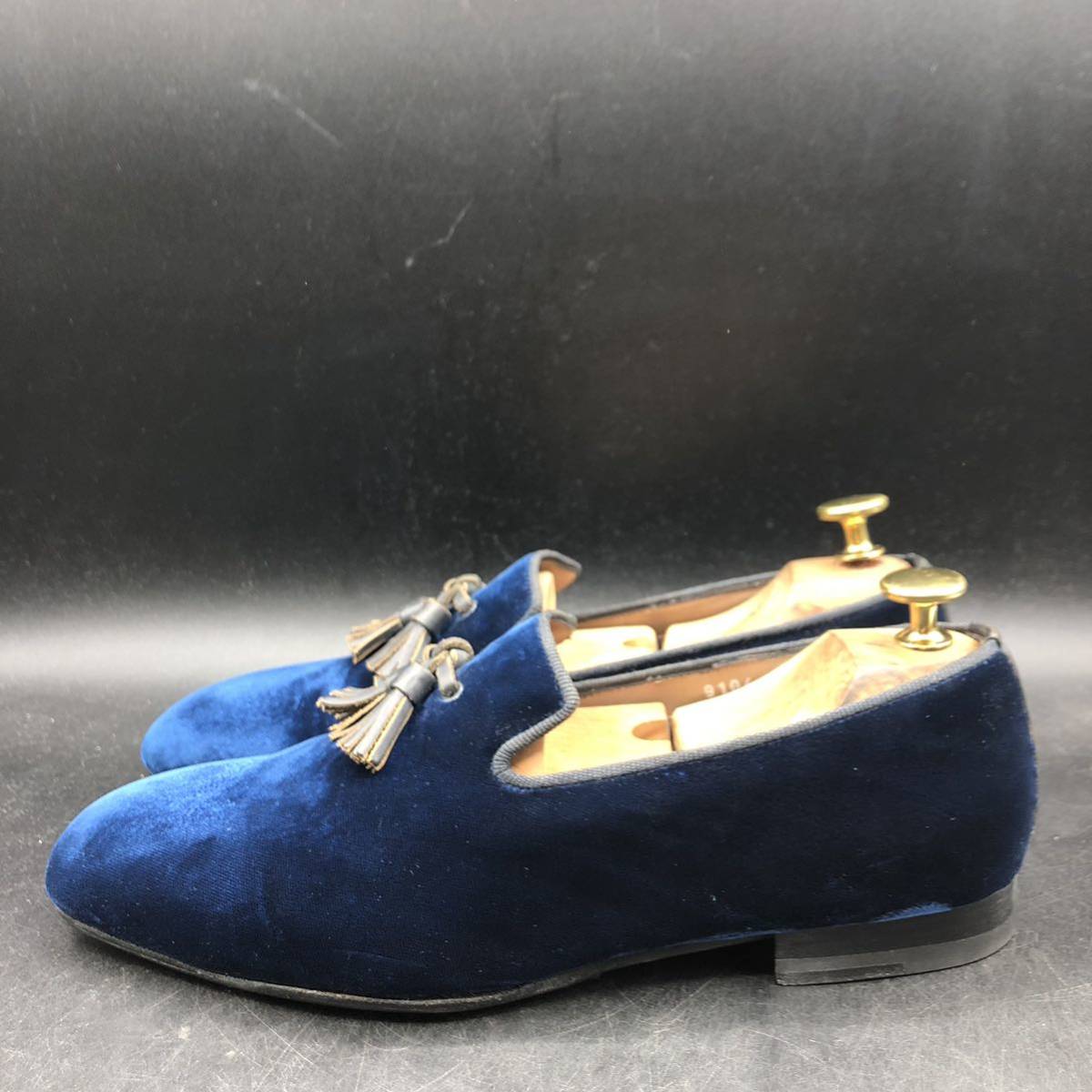 KK85 美品 Santoni サントーニ タッセルローファー スリッポン ベロア