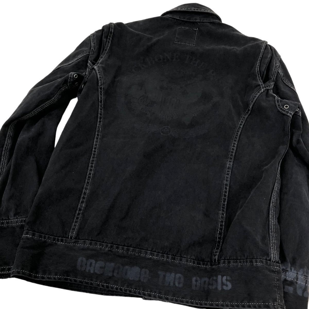 H656 日本製 BACK BONE バックボーン A-1 長袖 ワークジャケット シャツジャケット シャツ ジャケット 黒系 綿100% メンズ Mの画像7