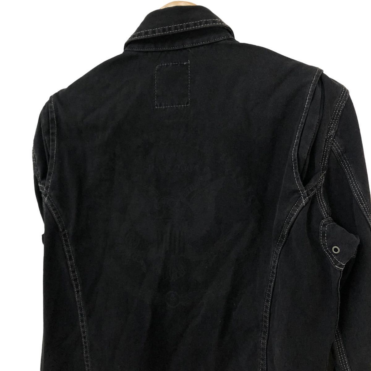 H656 日本製 BACK BONE バックボーン A-1 長袖 ワークジャケット シャツジャケット シャツ ジャケット 黒系 綿100% メンズ Mの画像6
