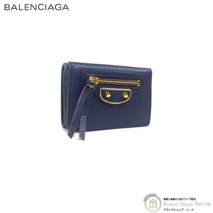 バレンシアガ （BALENCIAGA） クラシック ミニ ウォレット コンパクト 三つ折り 財布 470059 blue de minuit（未使用品）中古