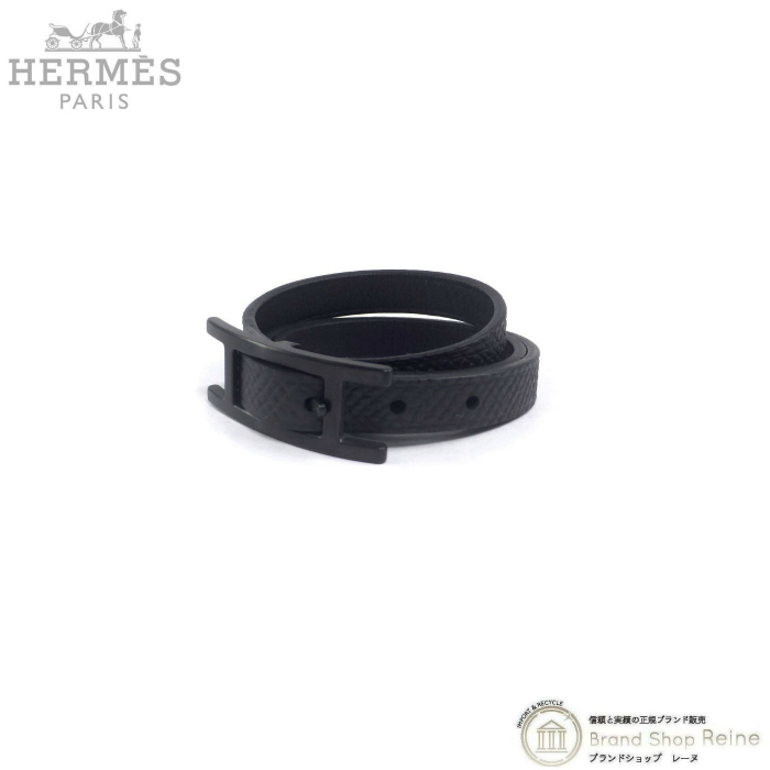 エルメス （HERMES） ビーアピ ドゥブルトゥール T3 ブレスレット レザー ブラック H010700CHAAT4（新品）