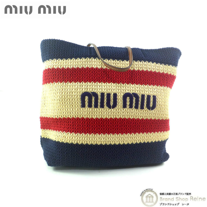  MiuMiu (MIUMIU)u-bn fabric tote bag 5BG228 natural ( as good as new ) used 
