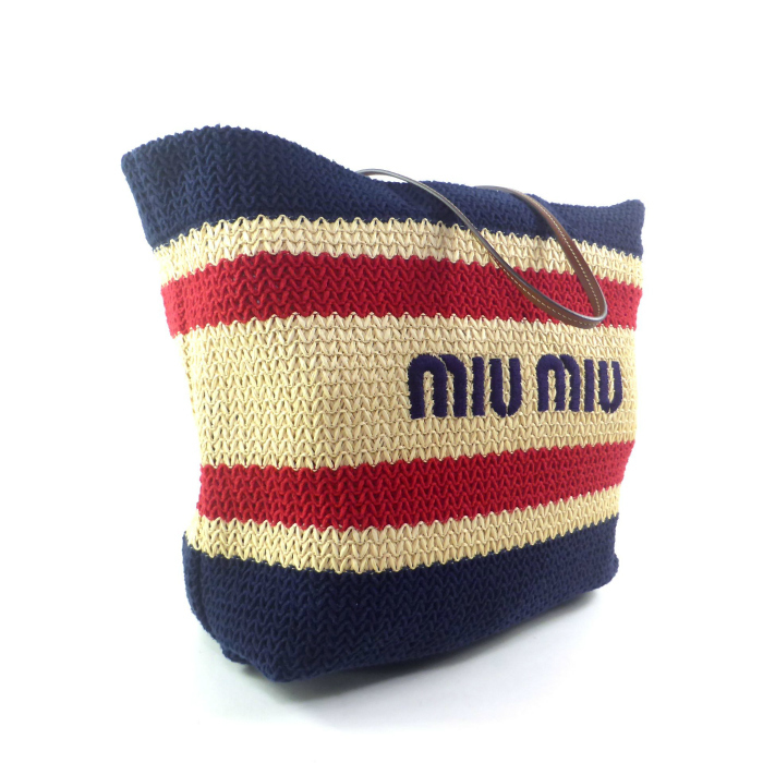  MiuMiu (MIUMIU)u-bn fabric tote bag 5BG228 natural ( as good as new ) used 