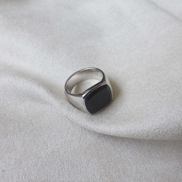 気質アップ 指輪 シルバー925 Ring Cushion ブラックオニキス リング