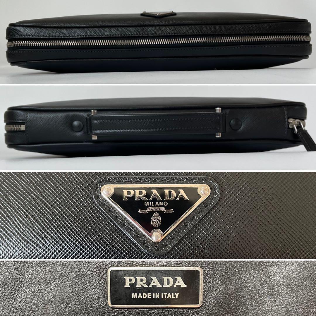 【極美品・Gカード付】PRADA プラダ ビジネスバッグ ブリーフケース A4収納 パソコン収納 三角ロゴ サフィアーノレザー VR0011 黒 ブラック_画像4