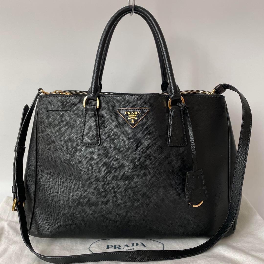 PRADA】2wayトートバッグ ガリレア 三角ロゴプレート ゴールド金具-