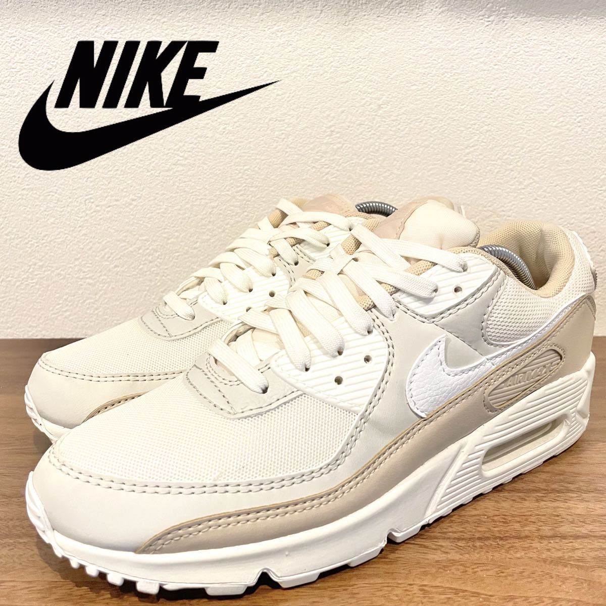 NIKE W AIR MAX 90 PHANTOM ナイキ エア マックス 90 ホワイト ベージュ ローカットスニーカー カジュアル 27.5cm  美品