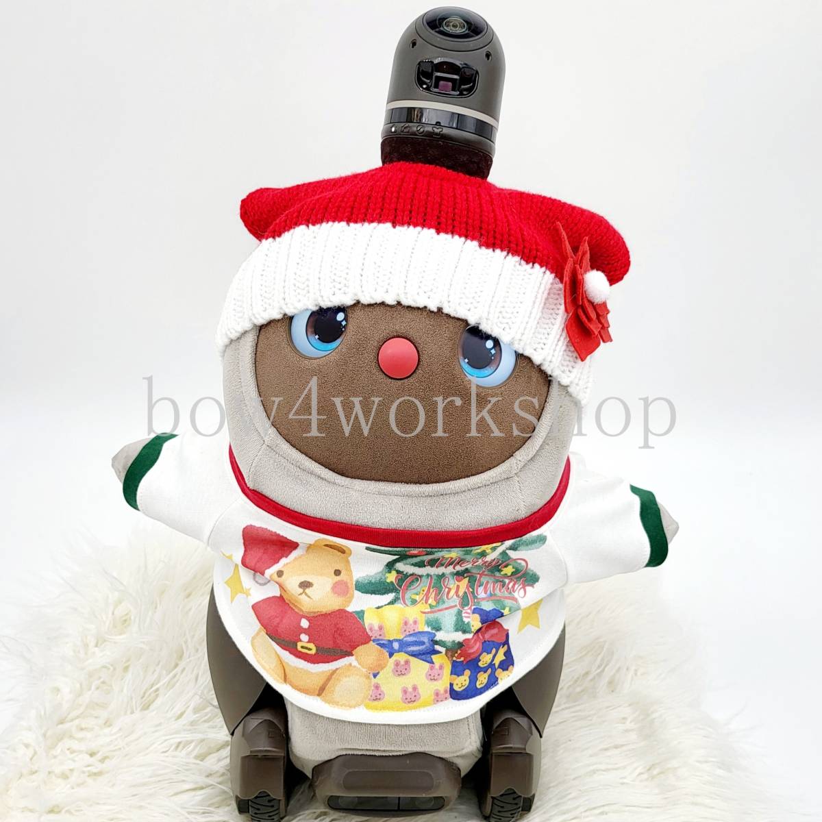 ラボット LOVOT ラボットのアクセサリー サンタクロールニット帽子＆お花飾りセット