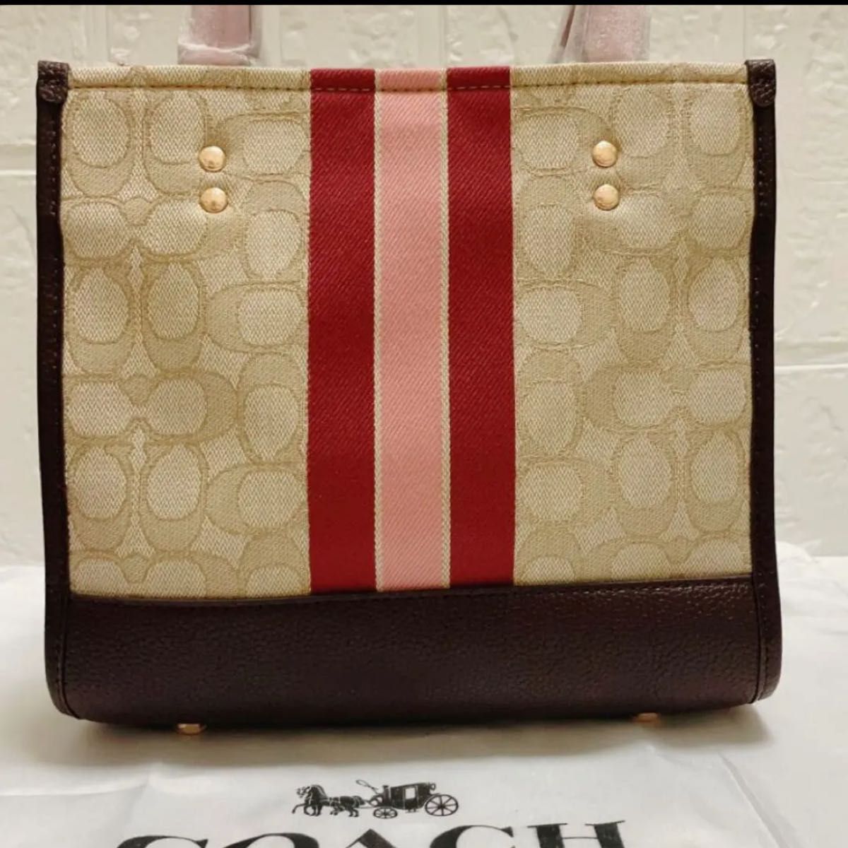 【即日発送】COACH デンプシートートショルダーバッグ ゴールド ブラウン コーチトートバッグ ピンク ゴールド