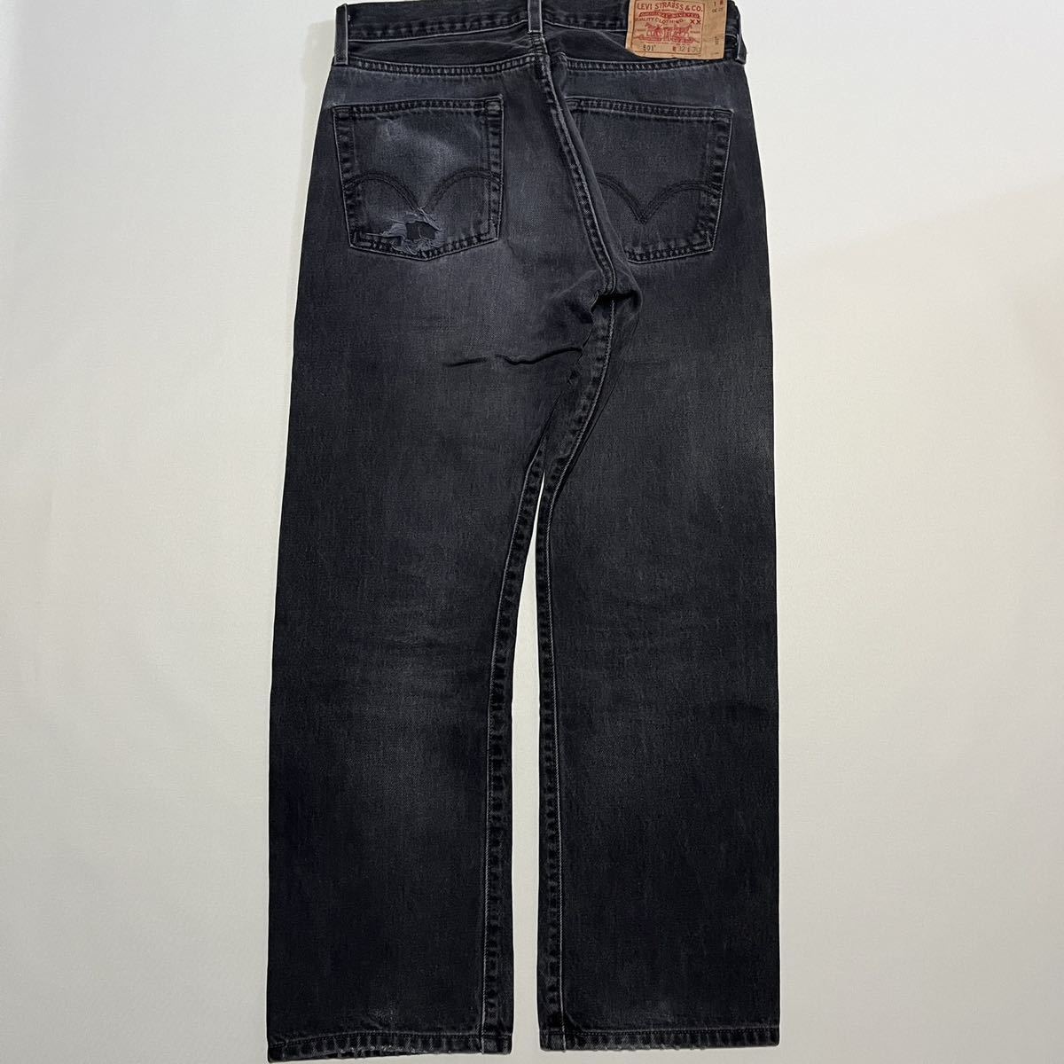 【W32 L30】 90s LEVI'S 501 サルファ ブラック デニムパンツ リーバイス ヴィンテージ 501 USA 80s 70s 60s ヒゲ 先染 USA アメリカ 製_画像8