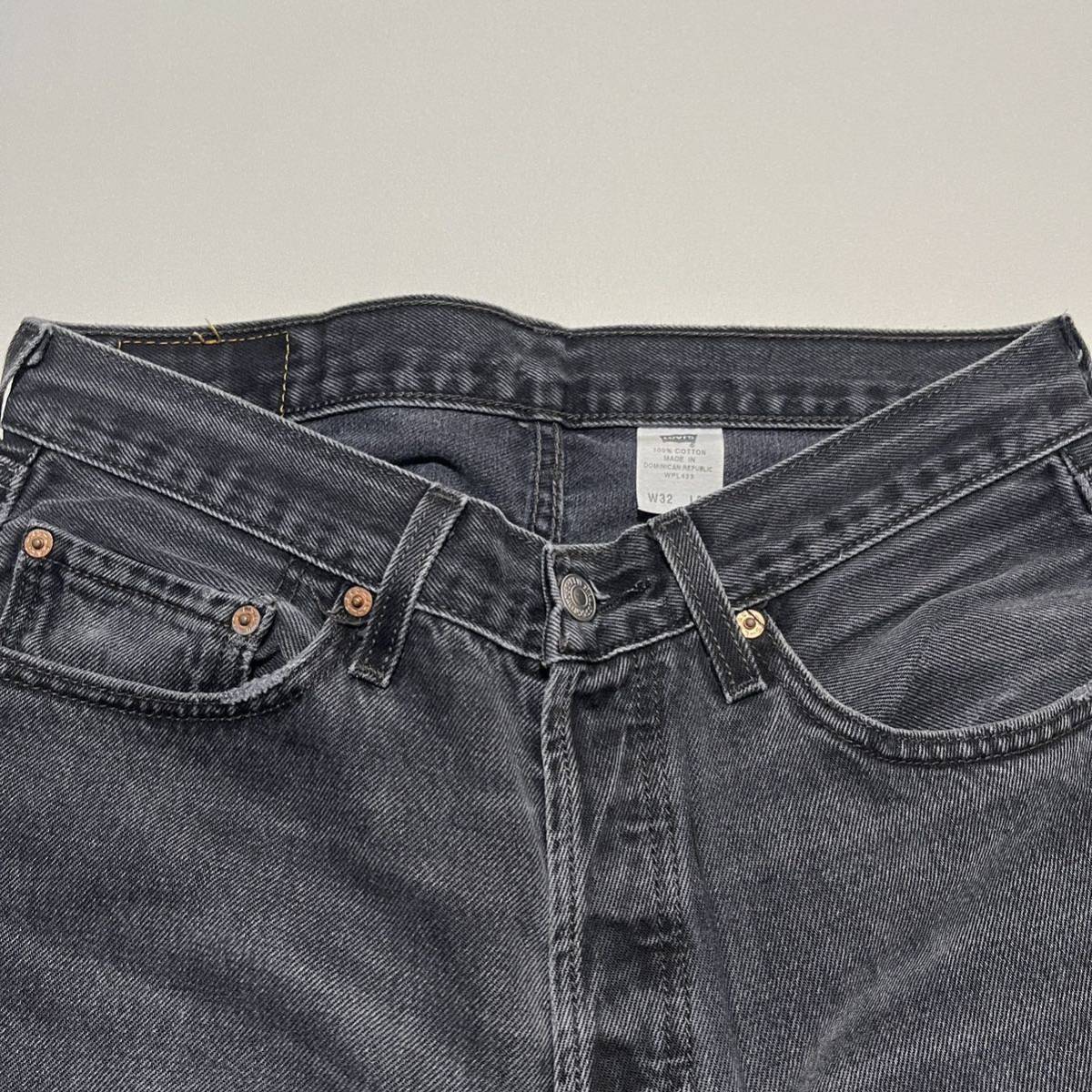 【W32 L30】 90s LEVI'S 501 サルファ ブラック デニムパンツ リーバイス ヴィンテージ 501 USA 80s 70s 60s  ヒゲ 先染 USA アメリカ 製