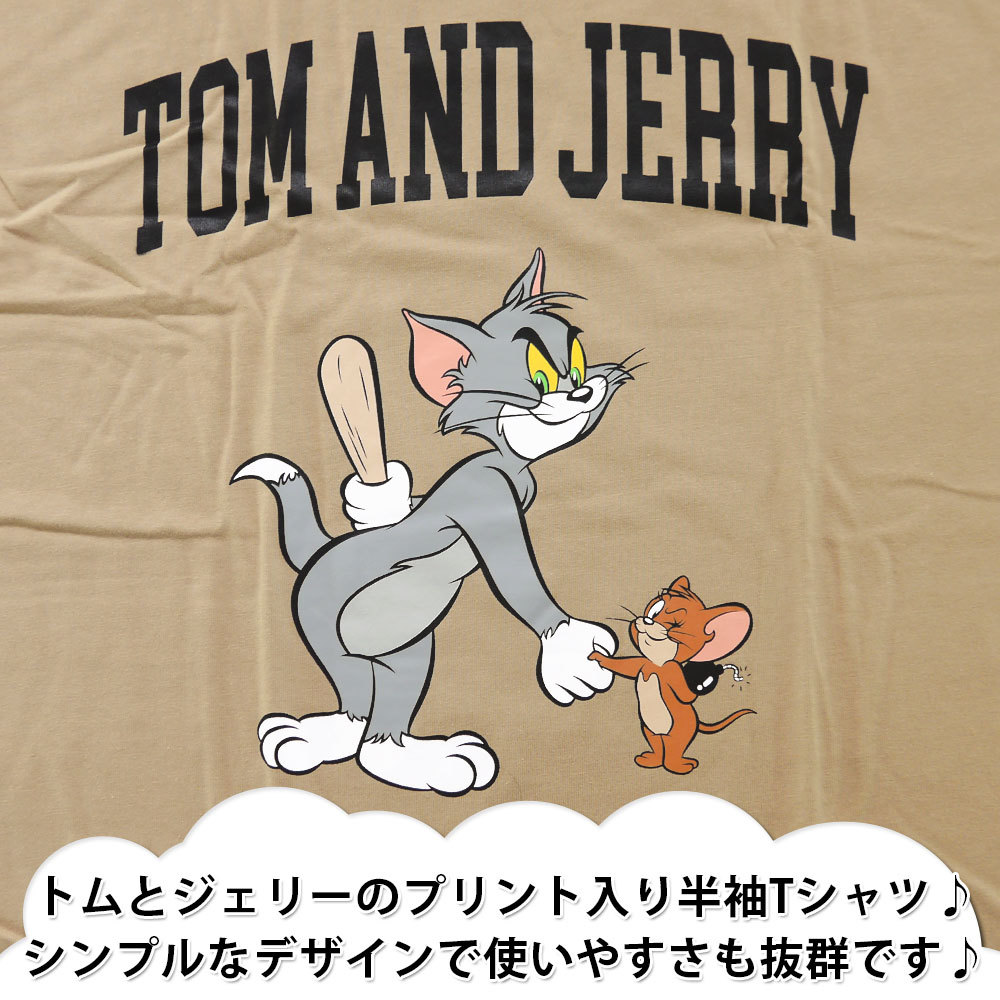 トムとジェリー 半袖 Tシャツ メンズ ワーナー グッズ アニメ ネコ ネズミ T23-100B Mサイズ BE(ベージュ)_画像2
