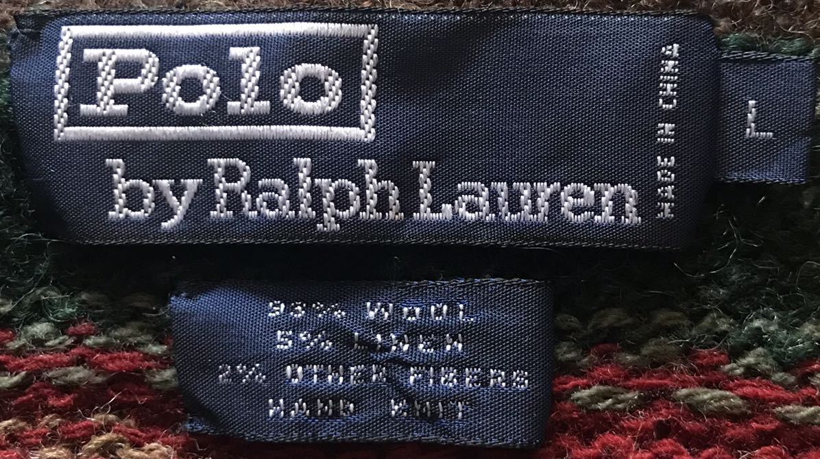 圧巻のパッチワーク柄 90's vintage ★ Polo by Ralph Lauren ★ ラルフローレン チェック柄 ネイティブ柄 ノルディック柄 ニット セーター_画像10