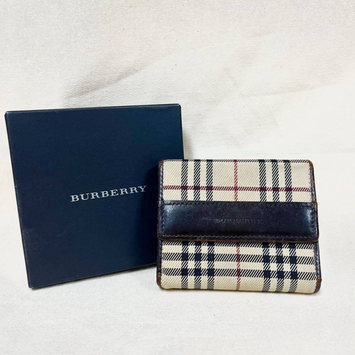 2年保証』 . BURBERRY バーバリー 三つ折り財布 ウォレット ノバ