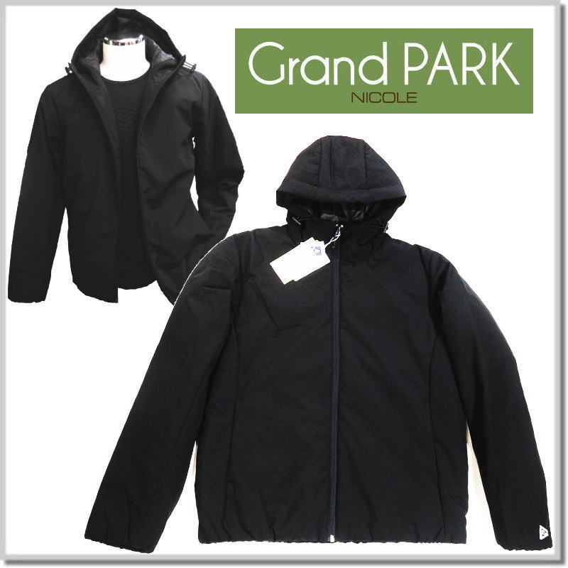 グランドパーク Grand PARK NICOLE 裏ラミネートコーティング中綿フードブルゾン 2469-3700-49(BLACK)-46(M) Zipパーカー