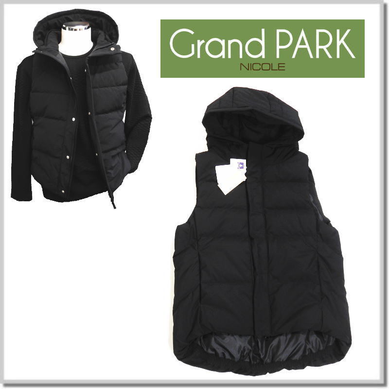グランドパーク Grand PARK NICOLE フードダウンベスト 3469-3600-49(BLACK)-46(M)