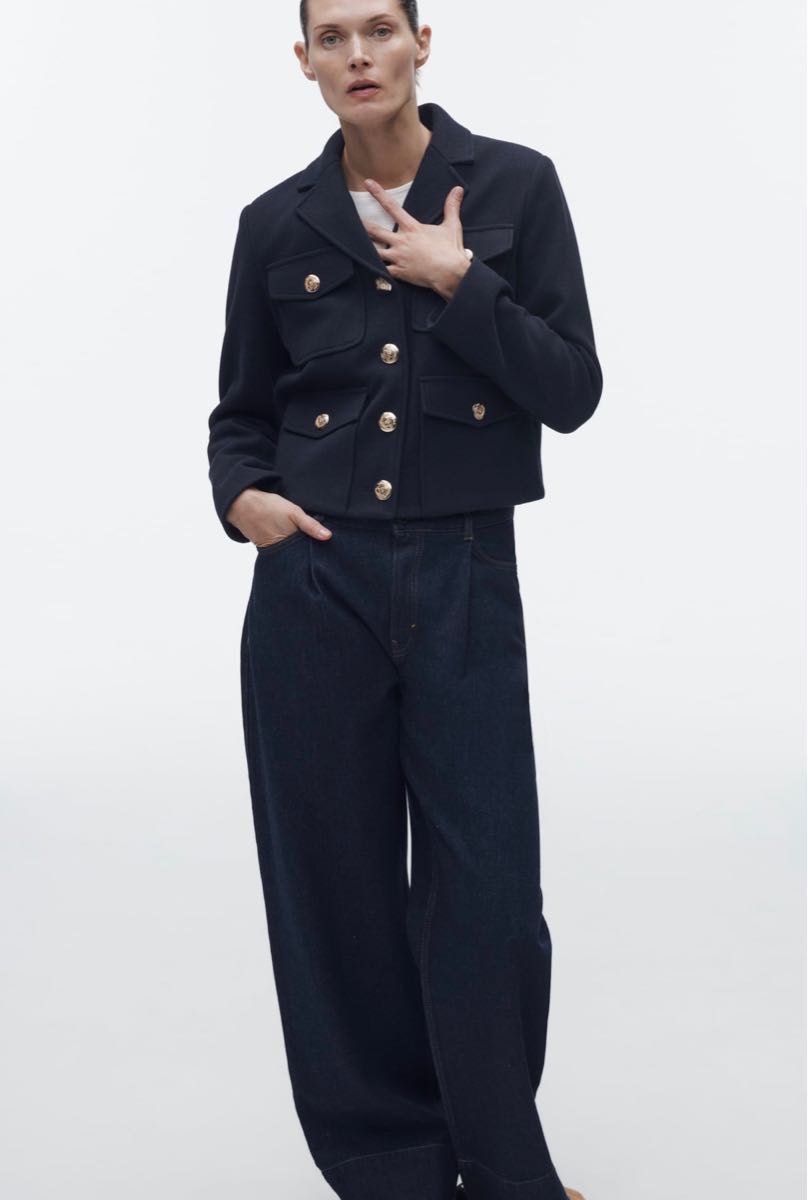 ZARA】ゴールドボタン クロップド ジャケット【Sサイズ】|PayPayフリマ