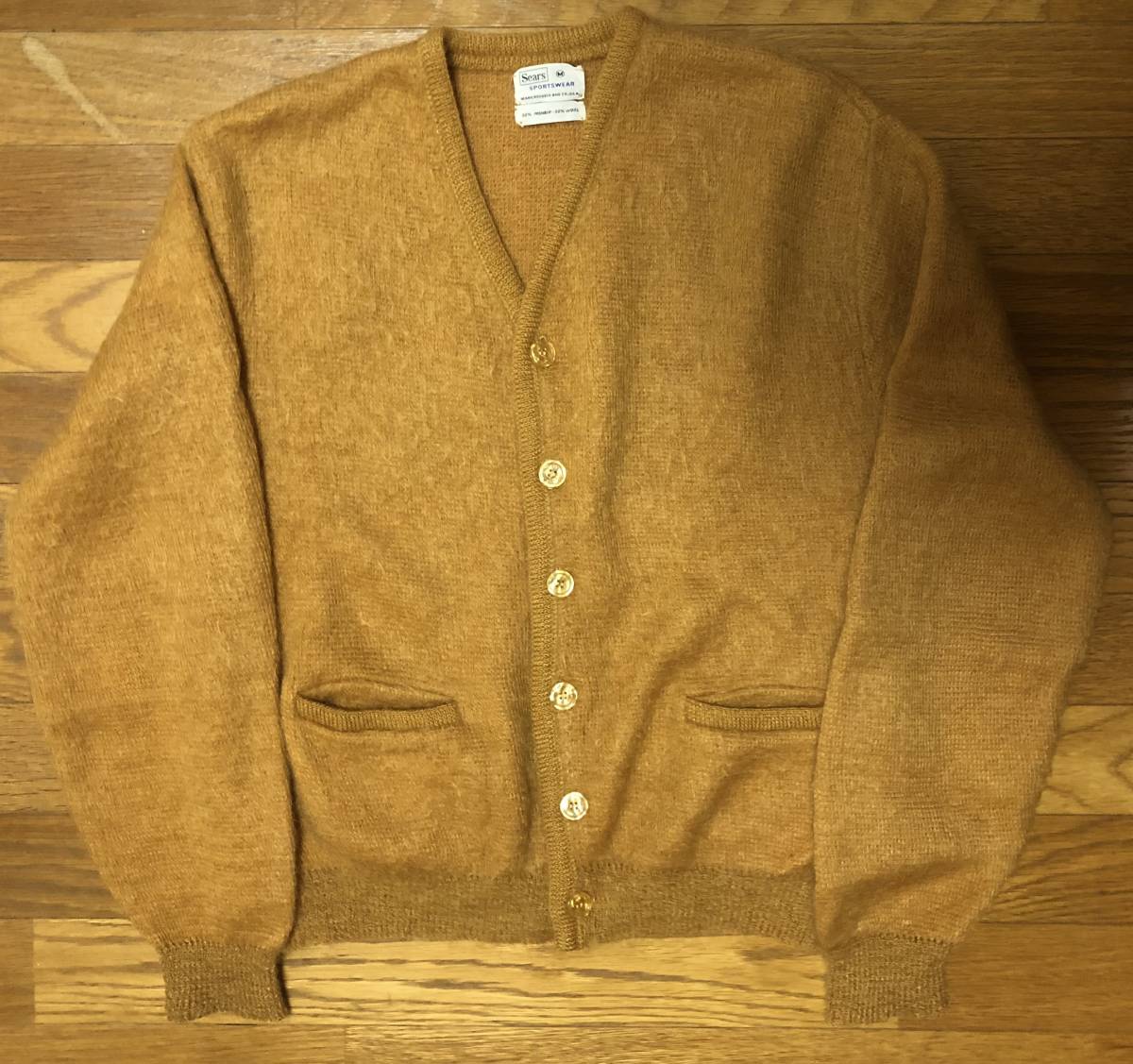 60s sears モヘア カーディガン 毛足長 デッドストック ヴィンテージ カラシ マスタード シアーズ vintage usa mohair Towncraft penneys_画像1