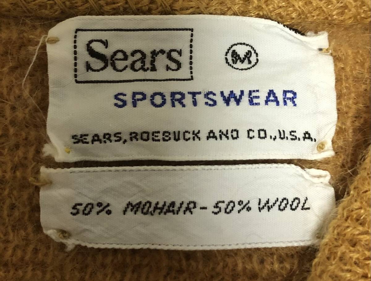 60s sears モヘア カーディガン 毛足長 デッドストック ヴィンテージ カラシ マスタード シアーズ vintage usa mohair Towncraft penneys_画像3