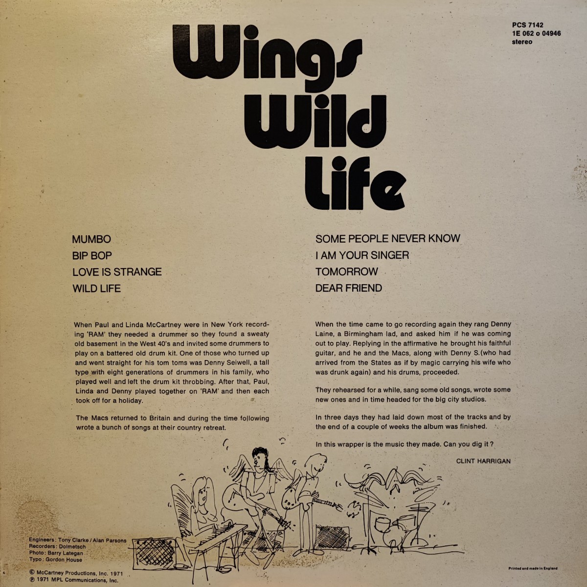LP UK 2th WINGS WILD LIFE ポール・マッカートニー ウイングス ワイルド・ライフ Paul McCartney レアな2EMI盤！_画像2