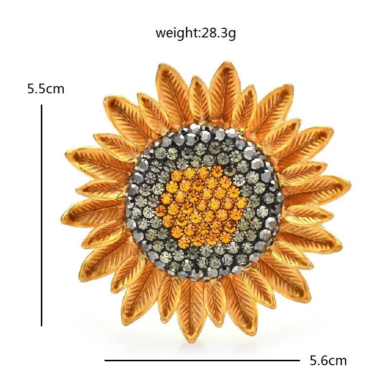 □ビンテージ♪ブローチ★ひまわり☆ラインストーン♪ピン★くすみカラー☆フラワー♪花★植物★ギフトに◆新品未使用品◇送料無料◇_画像2