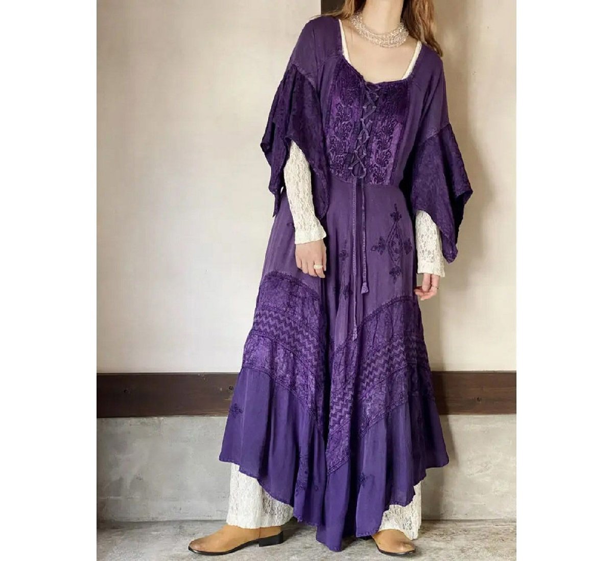 handmaded indian embroidery rayon dress〈sd230844〉
