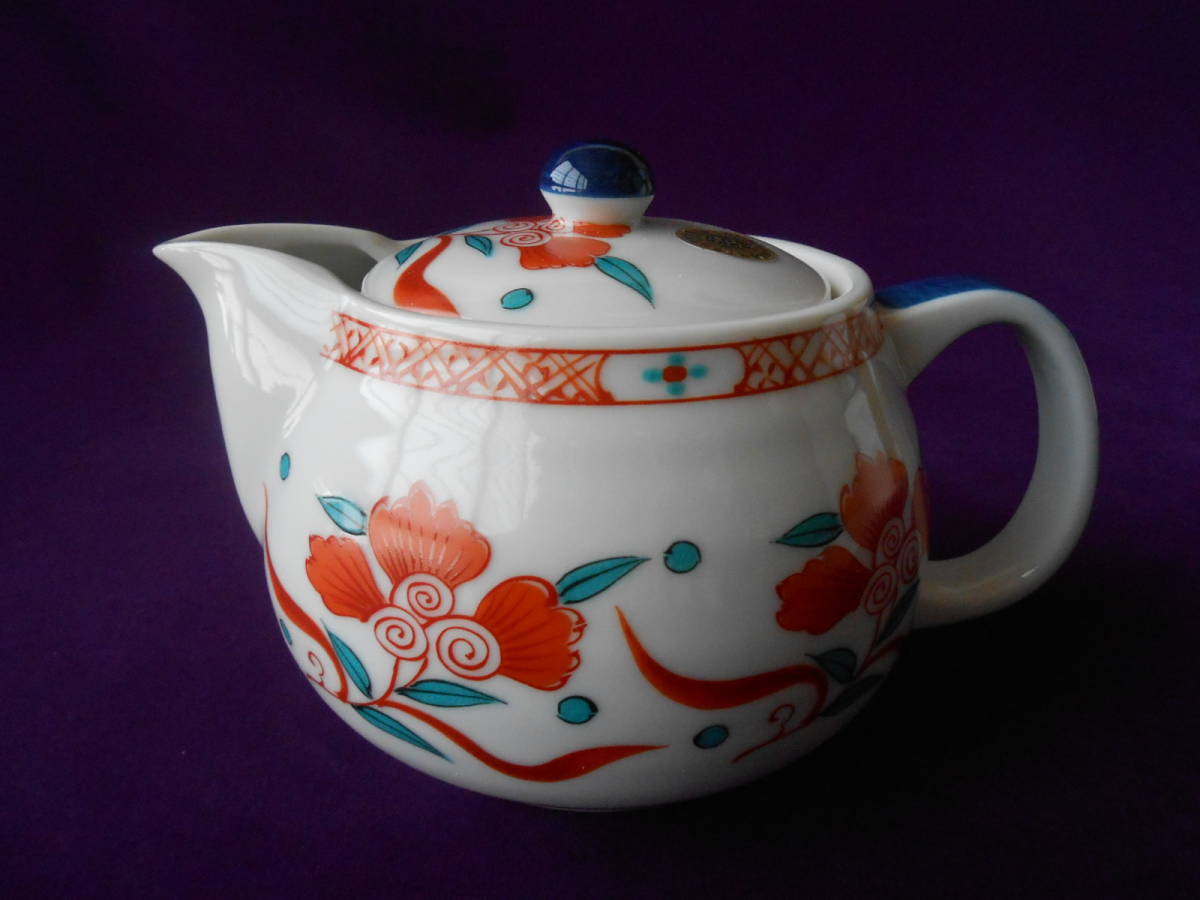  Kutani! * red ..* pot small teapot * AP6-429 new goods .. green tea tea utensils earthenware teapot ... gift 