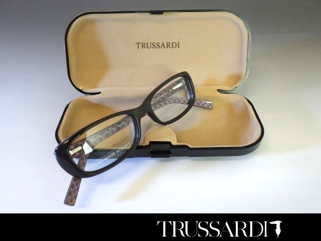 TRUSSARDI◆トラサルディ【メガネフレーム TR12703】新品 ブラウン◆ハンドメイド◆専用ケース付◆眼鏡/めがね_画像2