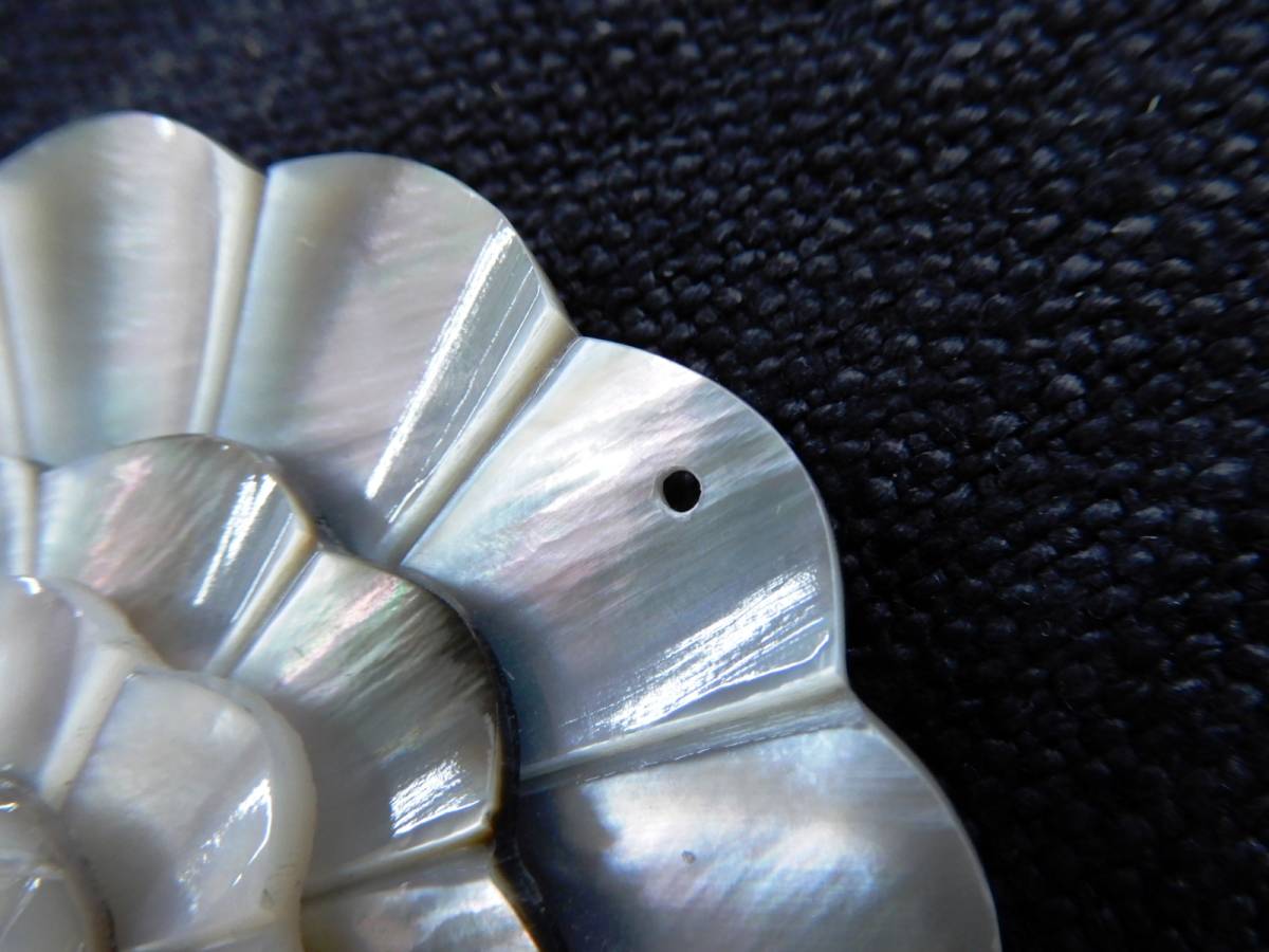 ＜銀の斧＞大きな天然貝細工アクセサリーパーツ・直径6.8cm・シェルパーツ・天然素材・貝_画像7