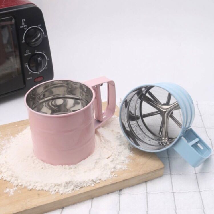  new goods ( free shipping ) pink flour screen vessel made of stainless steel automatic wheat flour screen stainless steel ... sieve flour screen vessel handmade confection confectionery tool 